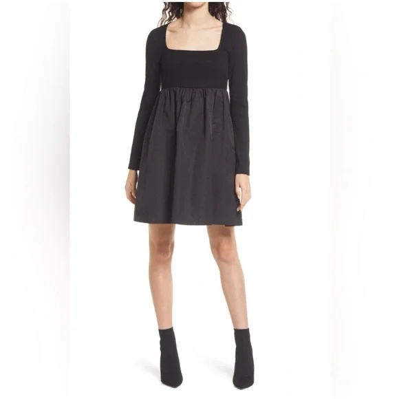 black long sleeve babydoll dress SISTER BLOOM: Demi Black Velvet Babydoll Dress – No. 14
